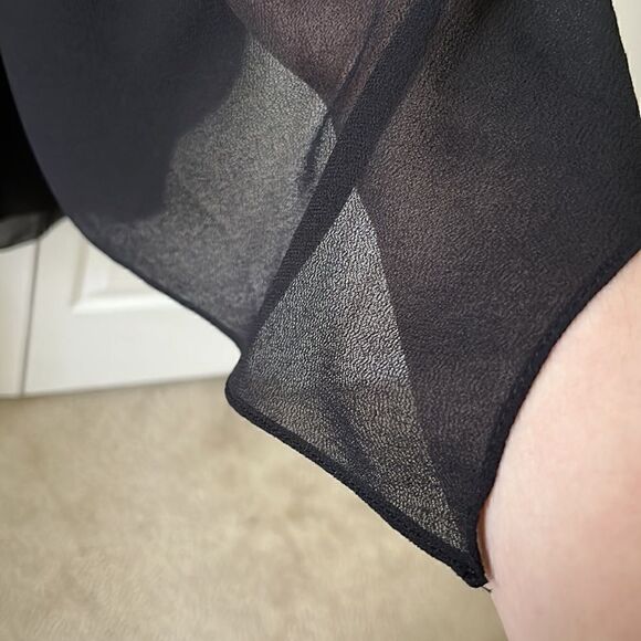 Jeffrey & Sara Evening By Tom Barra 2-Pc Black Sheer Wide Leg Skirt /Top Overlay - Picture 3 of 13